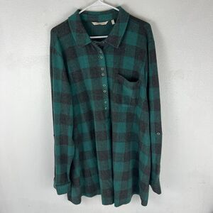 New Soft Surroundings Womens Mad About Plaid Popover Tunic Top 3X Soft Thick